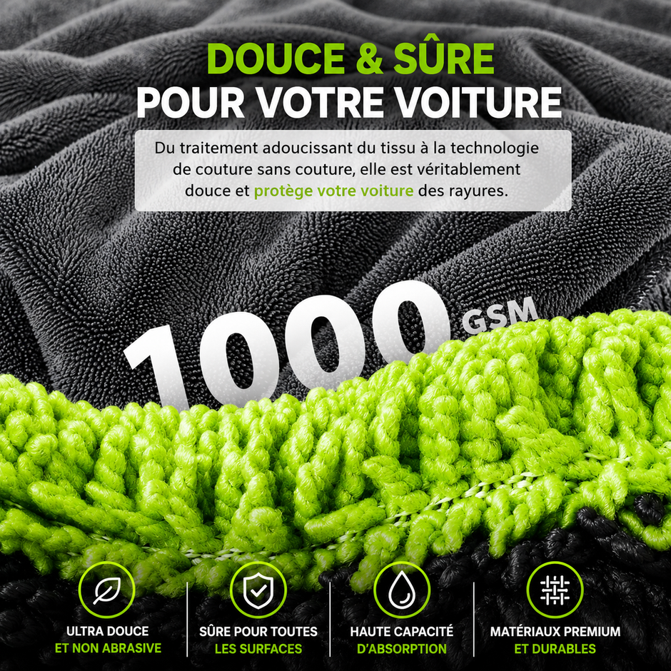 Serviette Microfibre Monster Absorbante 1000 GSM – 60 × 120 cm | Séchage Ultra Rapide