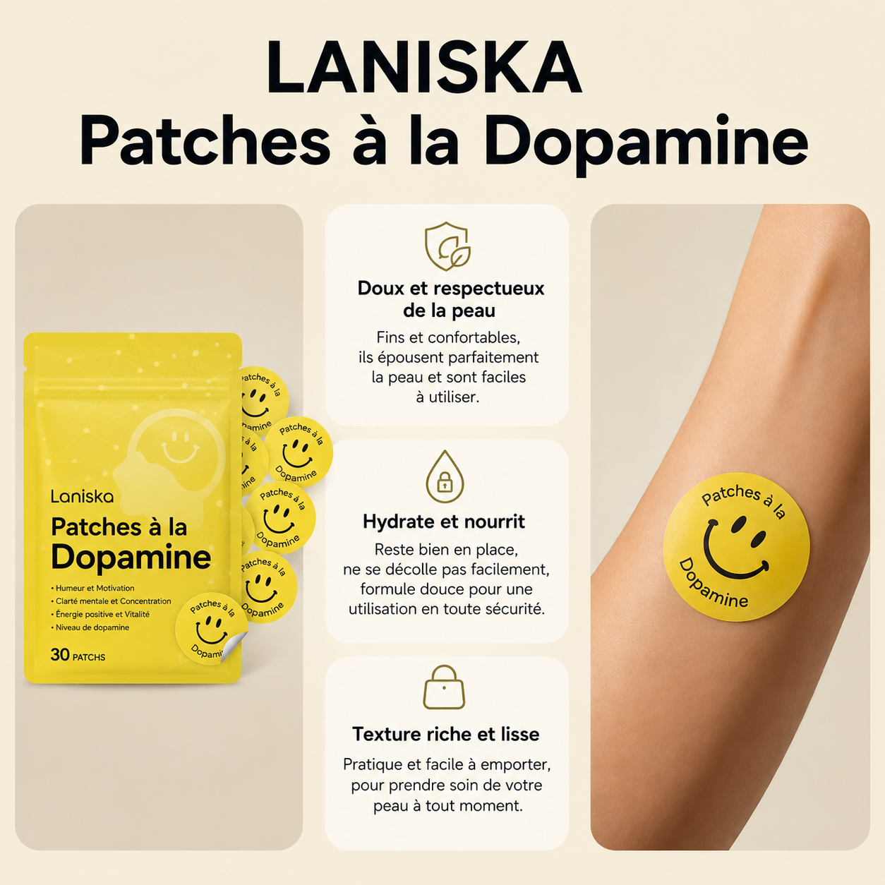 Patchs à la Dopamine Laniska – 30 patchs