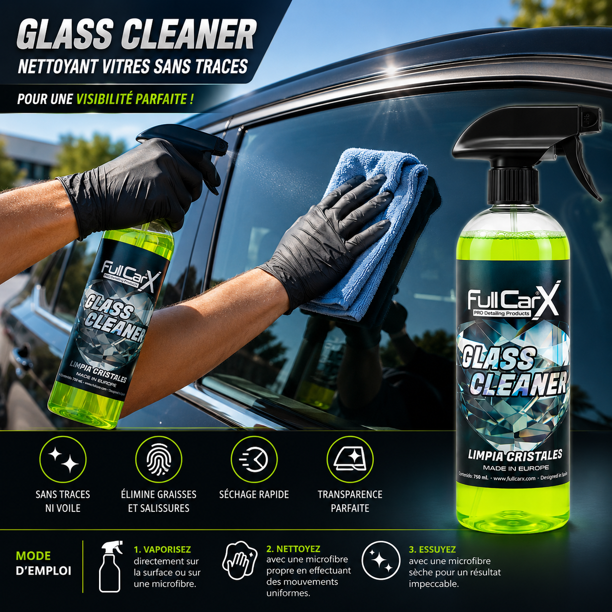 Glass Cleaner – Nettoyant Vitres Sans Traces | FULL CAR X