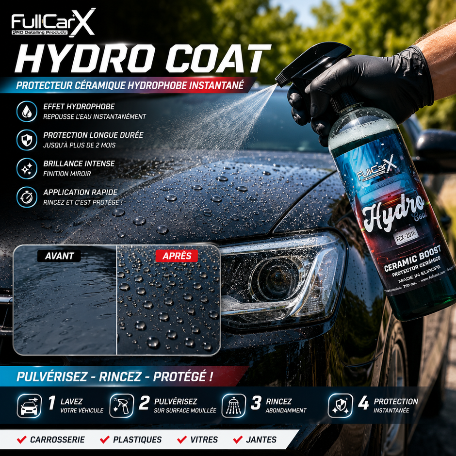 Hydro Coat – Protecteur Céramique Hydrophobe Instantané | FULL CAR X