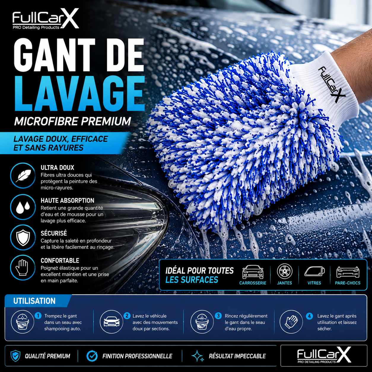 Gant de Lavage Microfibre Premium | FULL CAR X