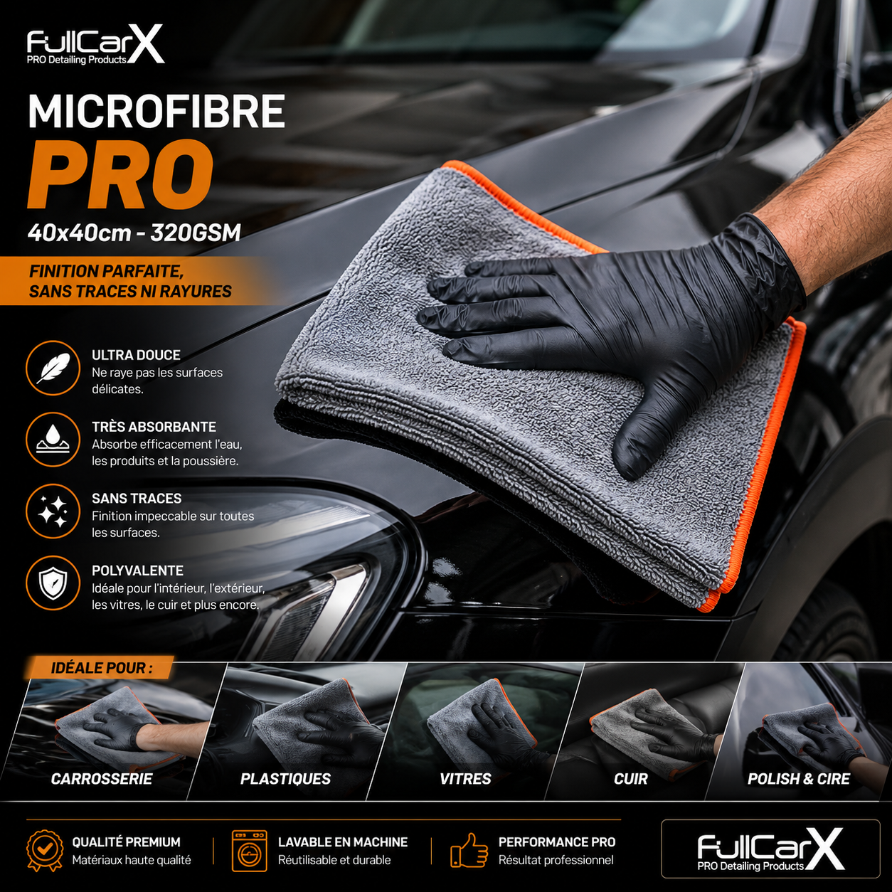 Microfibre PRO 40x40 cm – 320 GSM | FULL CAR X