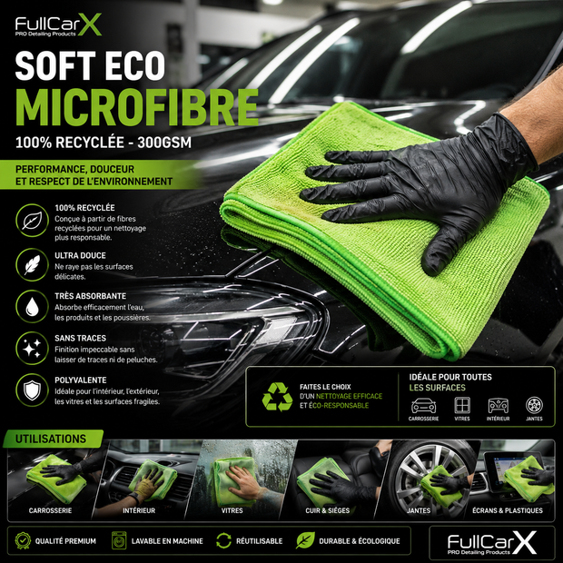 Soft ECO Microfibre 40x40 cm – 100% Recyclée | FULL CAR X