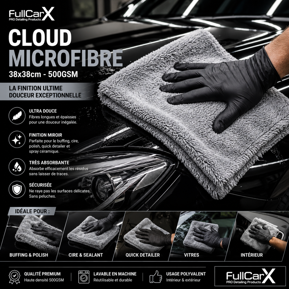 Cloud Microfibre 38x38 cm – 500 GSM Ultra Douce | FULL CAR X