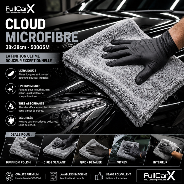 Cloud Microfibre 38x38 cm – 500 GSM Ultra Douce | FULL CAR X