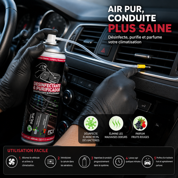 Désinfectant & Purificateur Climatisation – Fruits Rouges 400ml